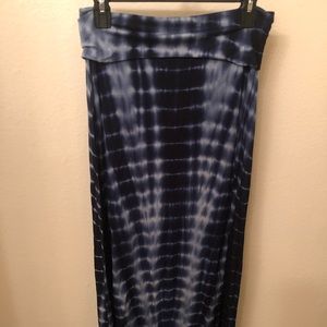 Navy Tie Dye Maxi Skirt